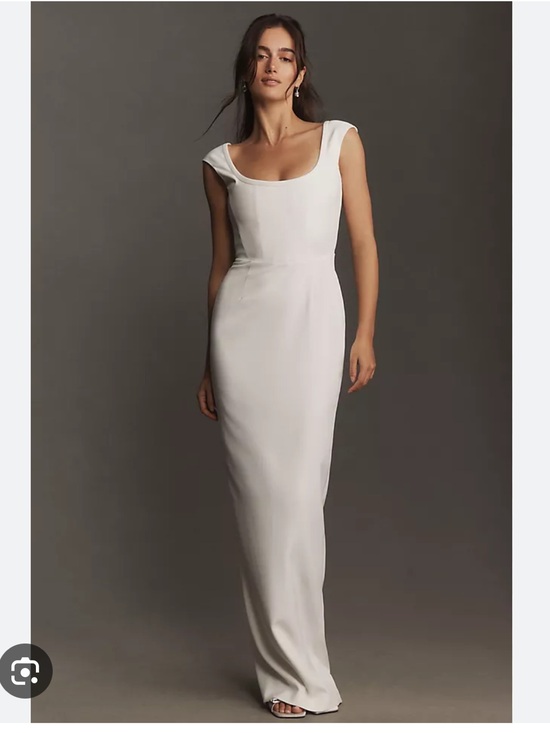 sau lee Dresses & Skirts - Sleek Scoop-Neck Cap-Sleeve Maxi Dress in White